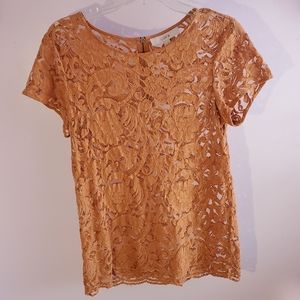 LOFT Orange Lace Top